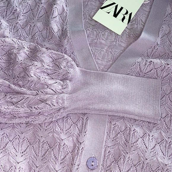 🍇🍷HP🍷🍇 𝗡𝗪𝗧 𝗭𝗮𝗿𝗮 • Pointelle Knit Jacket - Picture 8 of 11